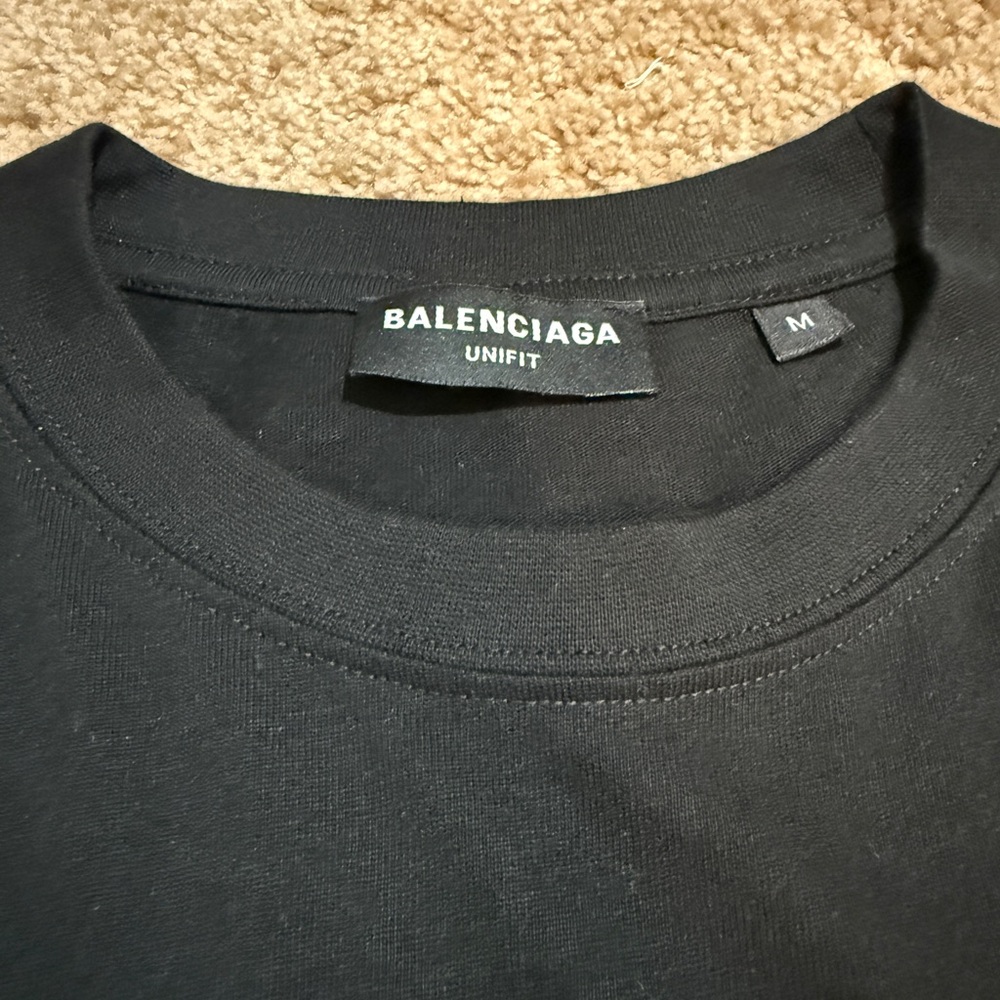 Balenciaga Black Tee with Red and White Accents - Picture 2 of 4